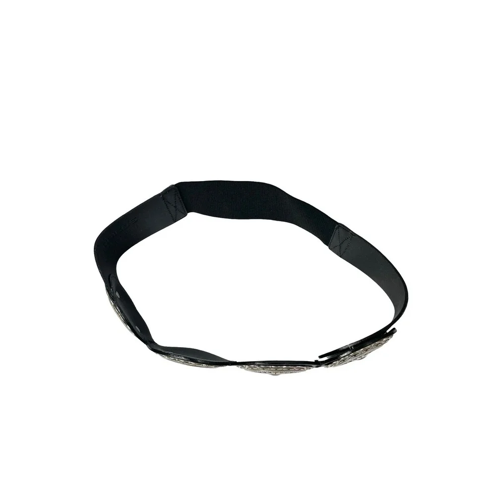 Chicos leather belt with silver concho Size S black stretch boho statement wide
